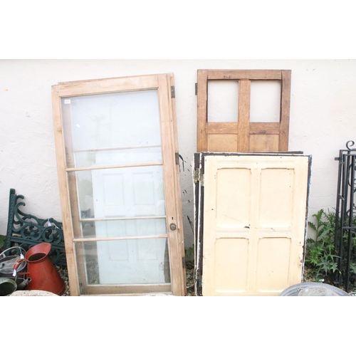 531 - Collection of ten vintage wooden furniture doors to include glazed examples, featuring a pair of gla... 