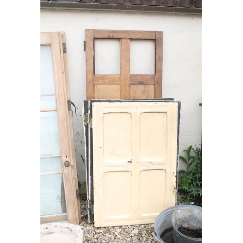 531 - Collection of ten vintage wooden furniture doors to include glazed examples, featuring a pair of gla... 