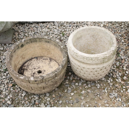 532 - Cotswold Range circular stone garden planter, together with a Cotswold Studios Ltd example. Tallest ... 