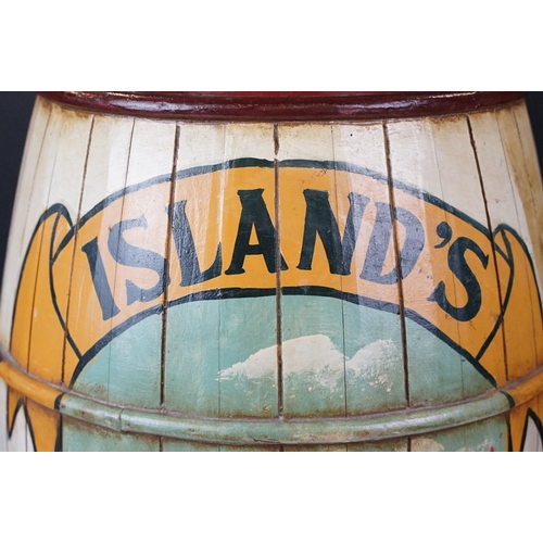 150 - Large Hand Painted ' Island's Bounty ' decorative Ship's style Barrel and Lid, painted with a panel ... 