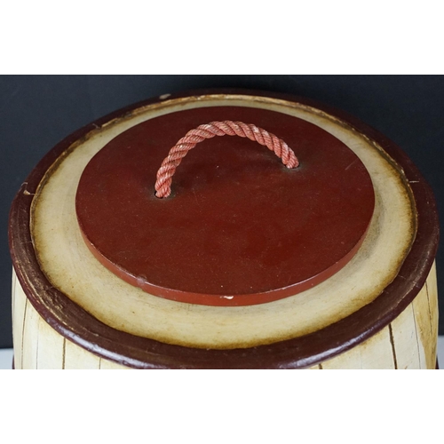 150 - Large Hand Painted ' Island's Bounty ' decorative Ship's style Barrel and Lid, painted with a panel ... 