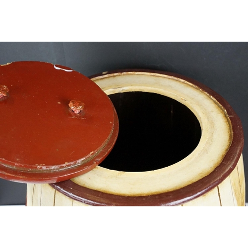 150 - Large Hand Painted ' Island's Bounty ' decorative Ship's style Barrel and Lid, painted with a panel ... 