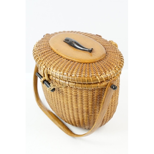 255 - Jose Formosa Reyes - Nantucket basket cocktail purse circa 1951. The purse of woven oval form with w... 
