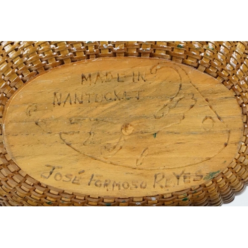 255 - Jose Formosa Reyes - Nantucket basket cocktail purse circa 1951. The purse of woven oval form with w... 