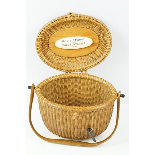 255 - Jose Formosa Reyes - Nantucket basket cocktail purse circa 1951. The purse of woven oval form with w... 