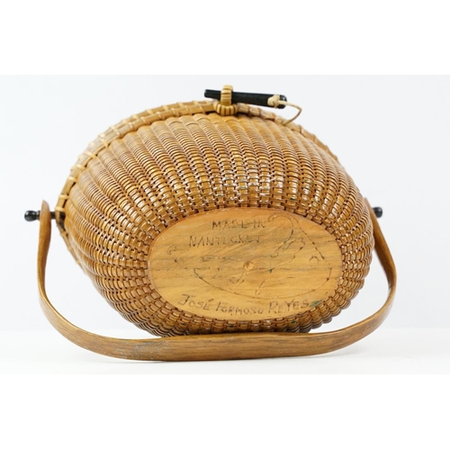 255 - Jose Formosa Reyes - Nantucket basket cocktail purse circa 1951. The purse of woven oval form with w... 