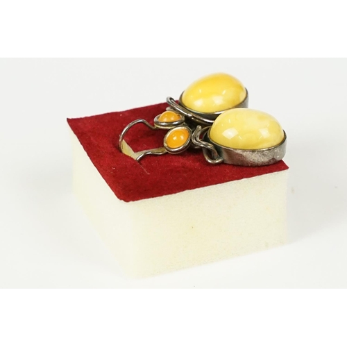289 - Ladies silver yellow and orange agate earrings