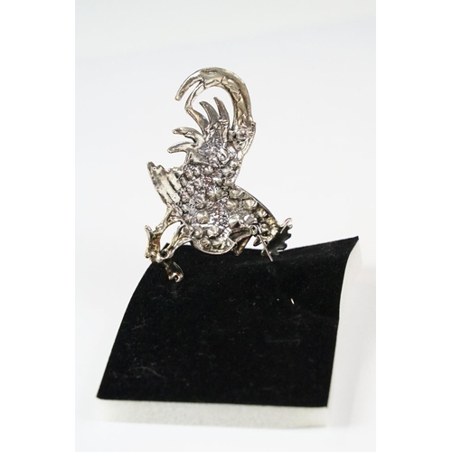 293 - Gilt, enamel and diamonte chicken brooch