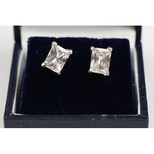 307 - Pair of large CZ stud earrings on silver posts