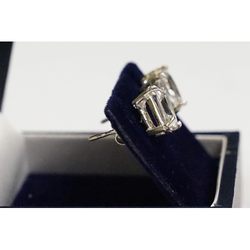 307 - Pair of large CZ stud earrings on silver posts