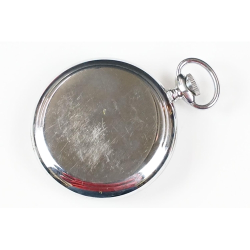 309 - Jaquet-Droz swiss made chrome manual wind pocket watch in original box