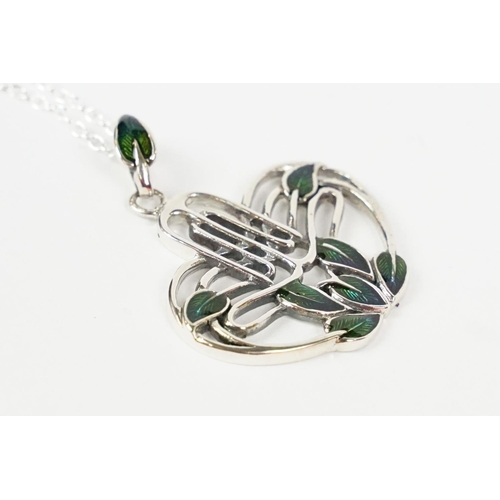 310 - Silver and enamel danish style pendant necklace