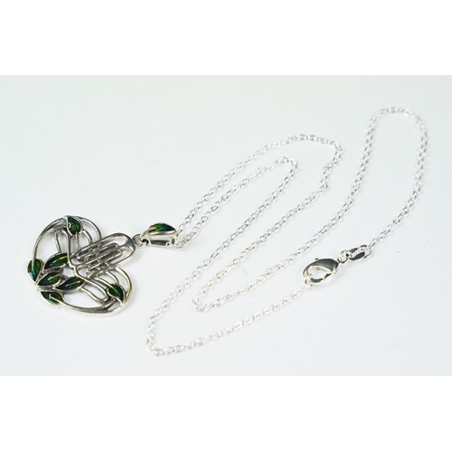 310 - Silver and enamel danish style pendant necklace