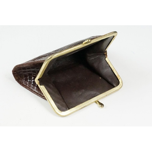 432 - Two vintage Mappin & Webb snake skin handbags each having yellow metal purse clasps and makers label... 