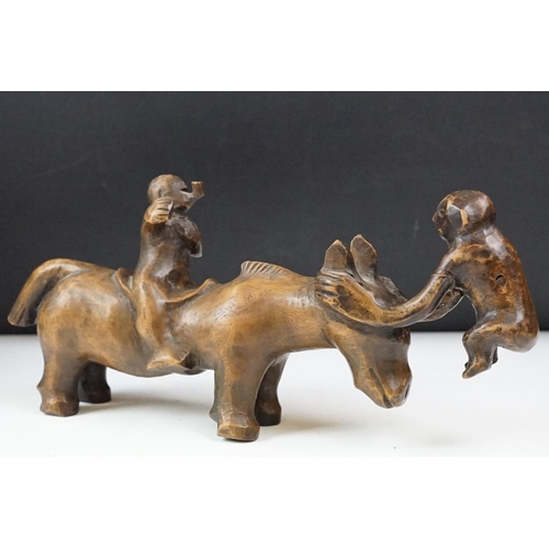 434 - Collection of carved wooden figurines to include some African Tribal examples,  a mother and child f... 