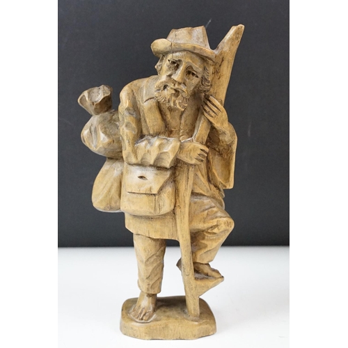 434 - Collection of carved wooden figurines to include some African Tribal examples,  a mother and child f... 