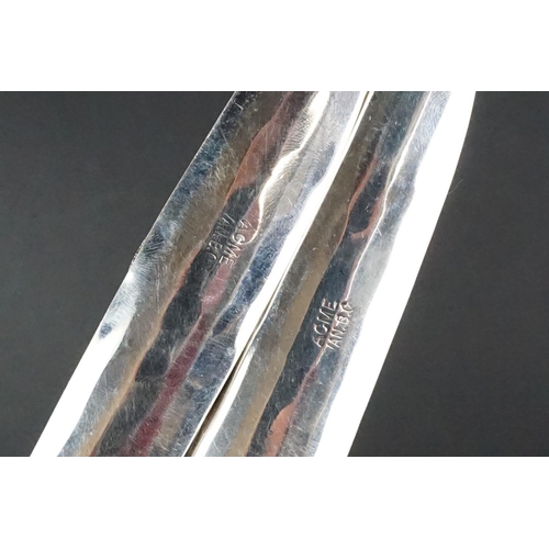 197 - Pair of North Indian Tribe Hammered Silver Plated Canadian ' Kwakiutl Indian ' Salad Servers, the ha... 