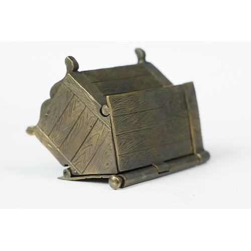 205 - Brass dog house style vesta case with enamel plaque