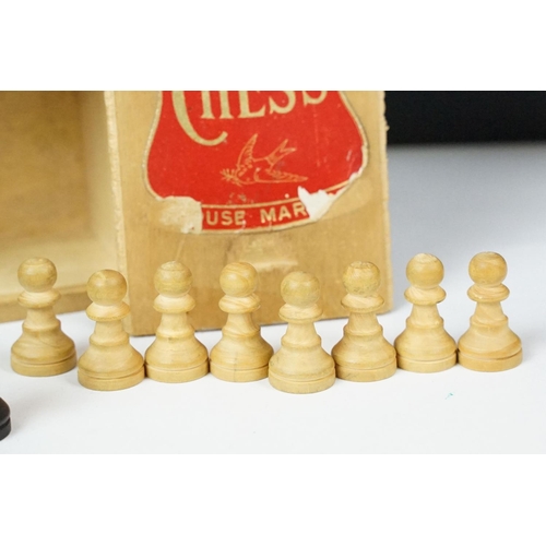 212 - Staunton Boxwood Chess Set in it's original wooden box with sliding lid