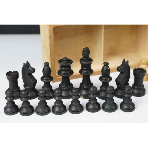 212 - Staunton Boxwood Chess Set in it's original wooden box with sliding lid