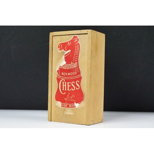 212 - Staunton Boxwood Chess Set in it's original wooden box with sliding lid