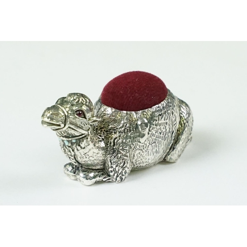 224 - Sterling silver plated camel pincushion