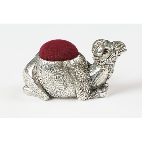 224 - Sterling silver plated camel pincushion