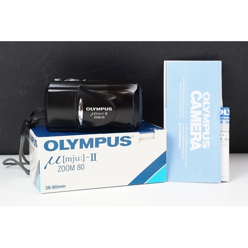 238 - A boxed Olympus mju-II Zoom 80 Ultra Compact 35mm Camera black.