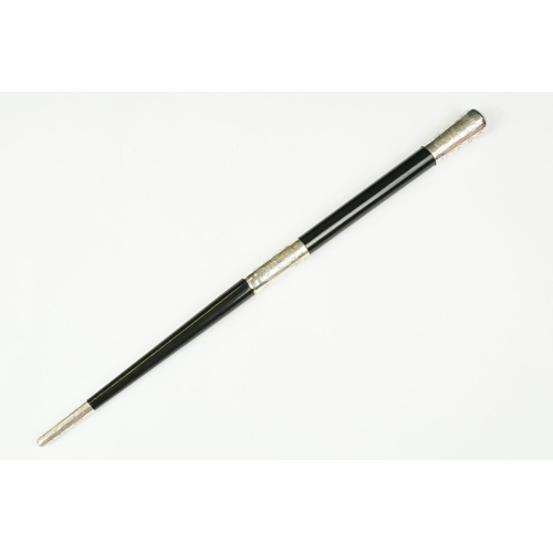 247 - An early 20th century Conductors Baton with hallmarked sterling silver mounts, maker marker for Oska... 