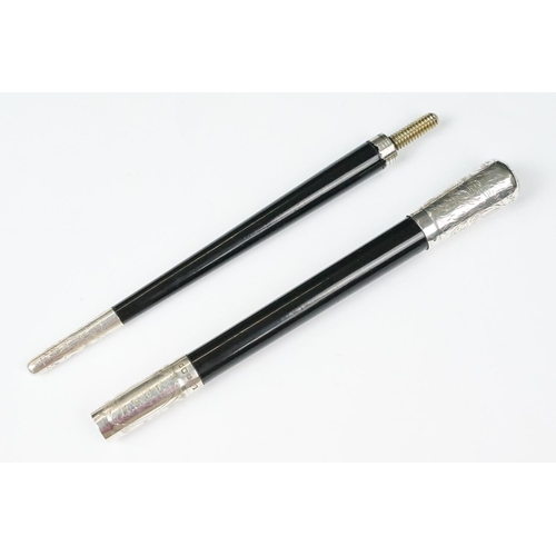 247 - An early 20th century Conductors Baton with hallmarked sterling silver mounts, maker marker for Oska... 