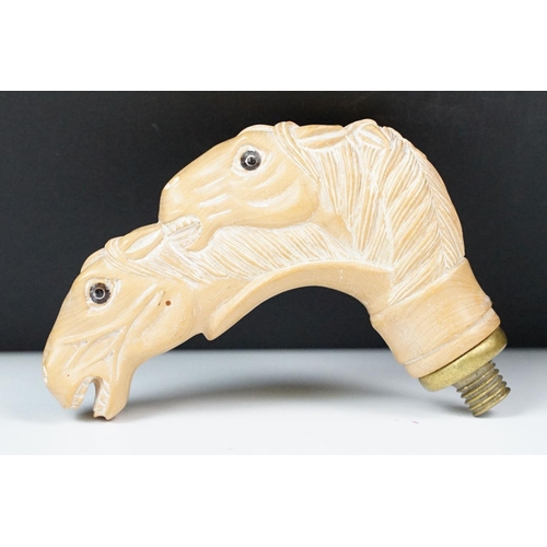 250 - Carved horse head walking cane handle