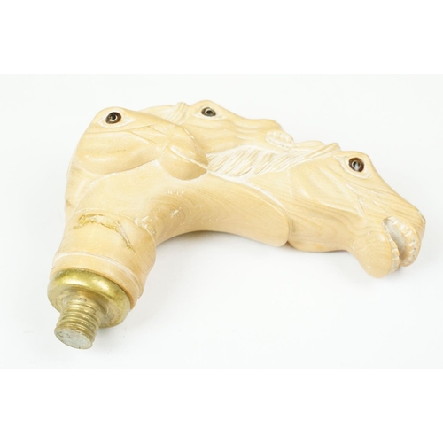 250 - Carved horse head walking cane handle