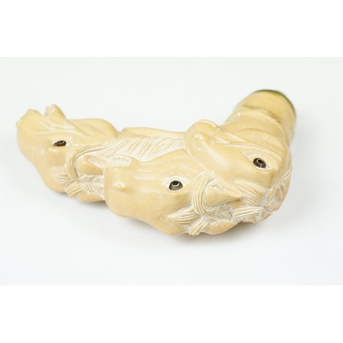 250 - Carved horse head walking cane handle