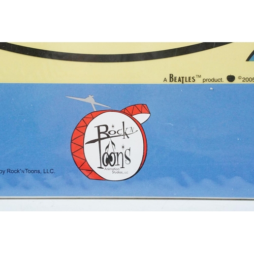 342 - A set of four cast resin The Beatles ornamental figures together with a Rocky Toons Beatles print.