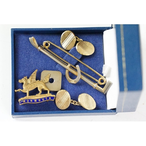 343 - A wooden cased mantle clock together with another clock and a selection of ladies watches and costum... 