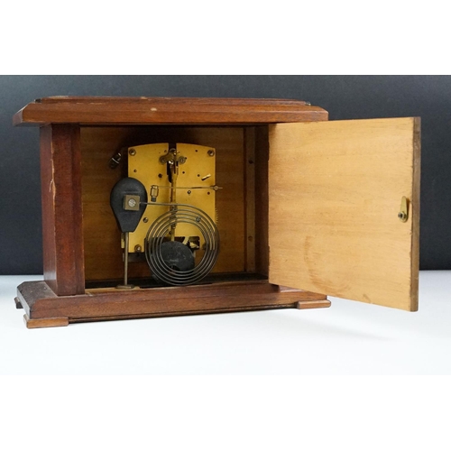 343 - A wooden cased mantle clock together with another clock and a selection of ladies watches and costum... 