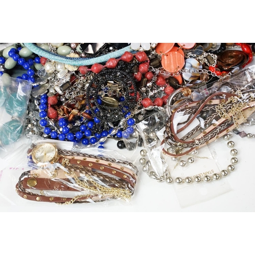 350 - Box of assorted fashion jewellery and watches