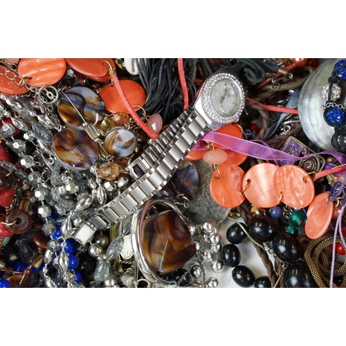 350 - Box of assorted fashion jewellery and watches