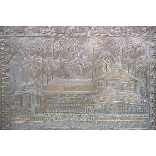 505 - Asian brass decorative panel, Daladamaligawa, Temple of the Tooth, The Processions of Daladamaligawa... 
