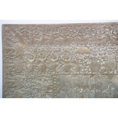 505 - Asian brass decorative panel, Daladamaligawa, Temple of the Tooth, The Processions of Daladamaligawa... 