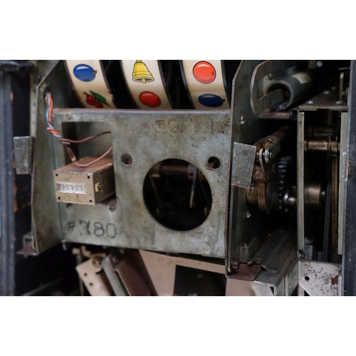 598 - Super Blue Star one armed bandit, slot machine, with keys, 67cm high x 51cm wide x 43.5cm deep