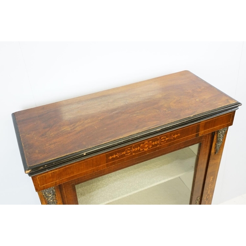 608 - Edwardian mahogany inlaid display cabinet with gilt metal mounts, glazed door and shelves within, 10... 