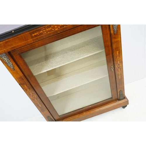 608 - Edwardian mahogany inlaid display cabinet with gilt metal mounts, glazed door and shelves within, 10... 