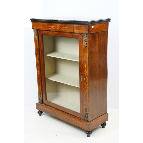 608 - Edwardian mahogany inlaid display cabinet with gilt metal mounts, glazed door and shelves within, 10... 