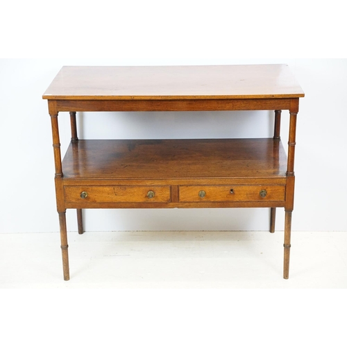 618 - Early 20th century Aesthetic style buffet / side table, the undertier with two drawers, on bamboo ef... 