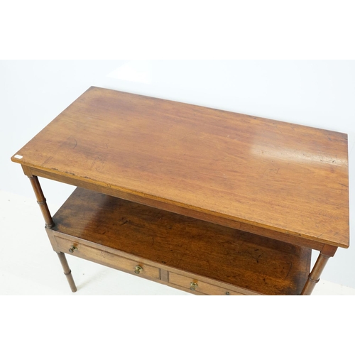 618 - Early 20th century Aesthetic style buffet / side table, the undertier with two drawers, on bamboo ef... 