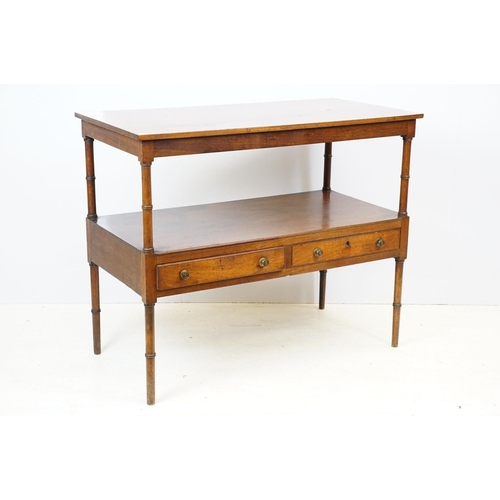 618 - Early 20th century Aesthetic style buffet / side table, the undertier with two drawers, on bamboo ef... 