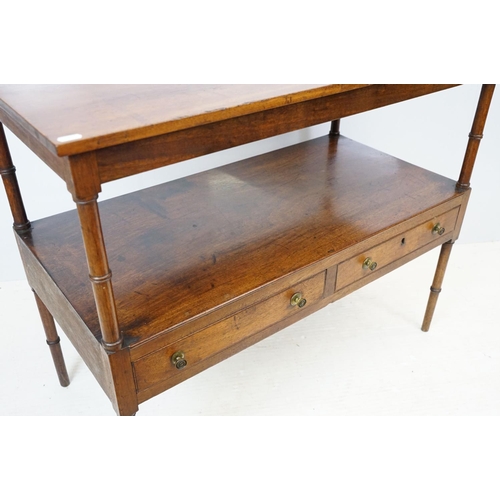 618 - Early 20th century Aesthetic style buffet / side table, the undertier with two drawers, on bamboo ef... 