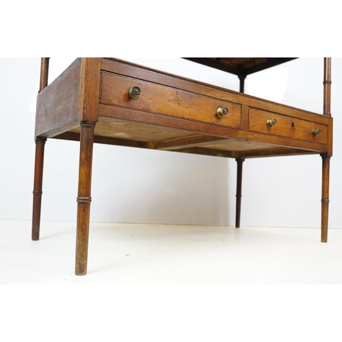 618 - Early 20th century Aesthetic style buffet / side table, the undertier with two drawers, on bamboo ef... 