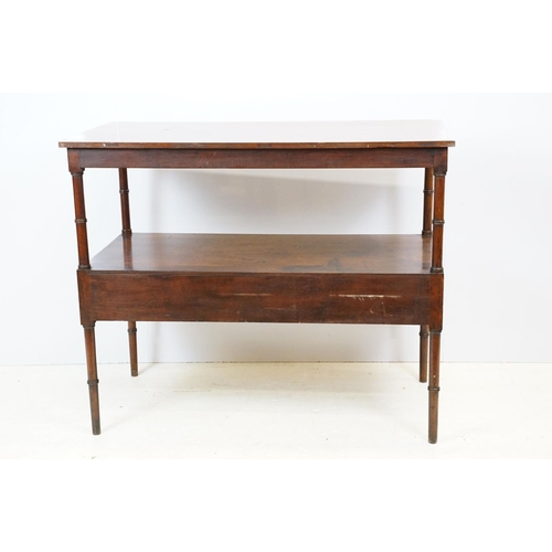 618 - Early 20th century Aesthetic style buffet / side table, the undertier with two drawers, on bamboo ef... 